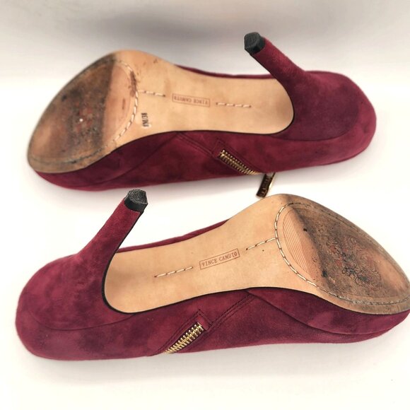 Vince Camuto Red Suede Ankle Booties With Gold Zippers – Size 8 - Picture 7 of 9